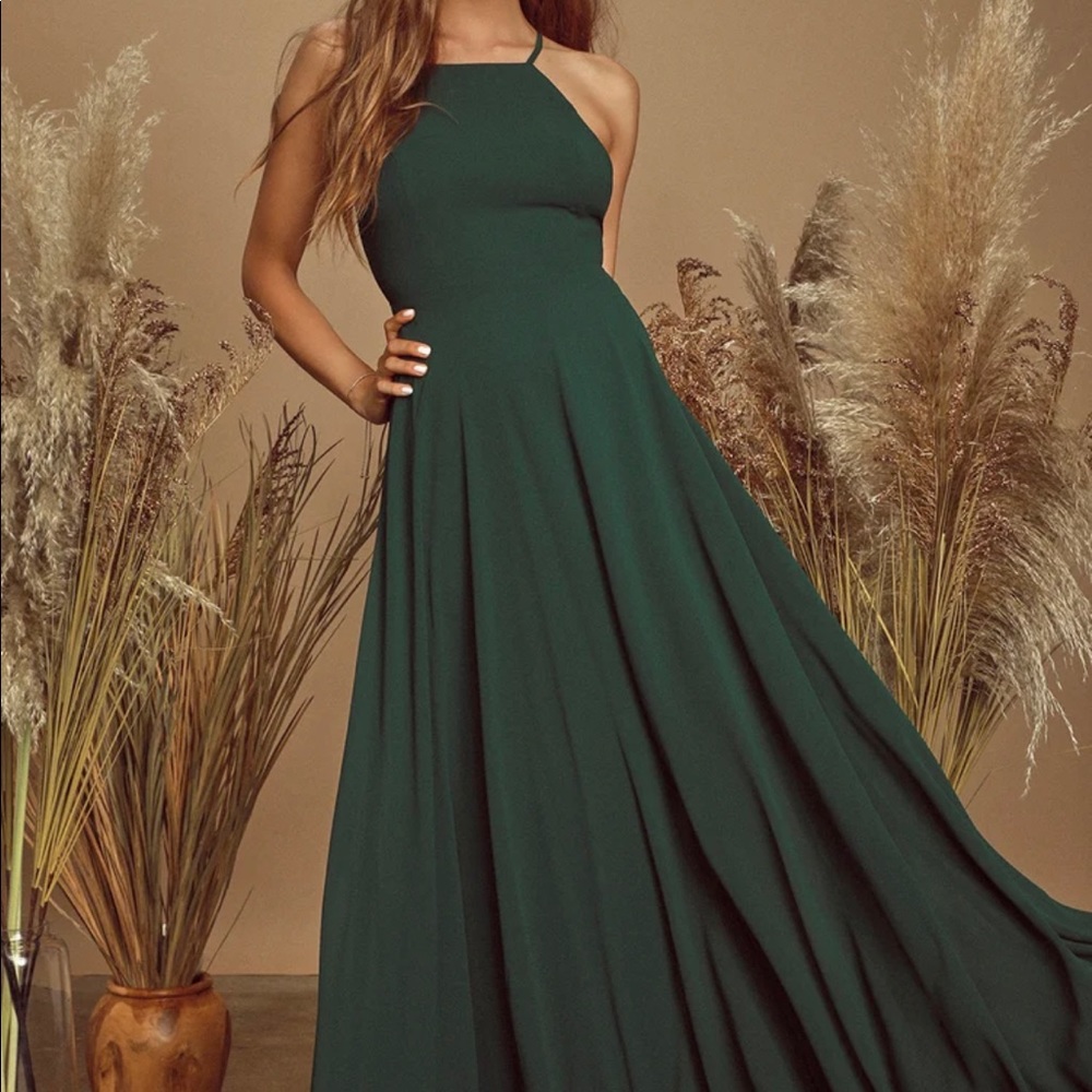 Lulus Mythical Kind of Love Dark Green Maxi Dress